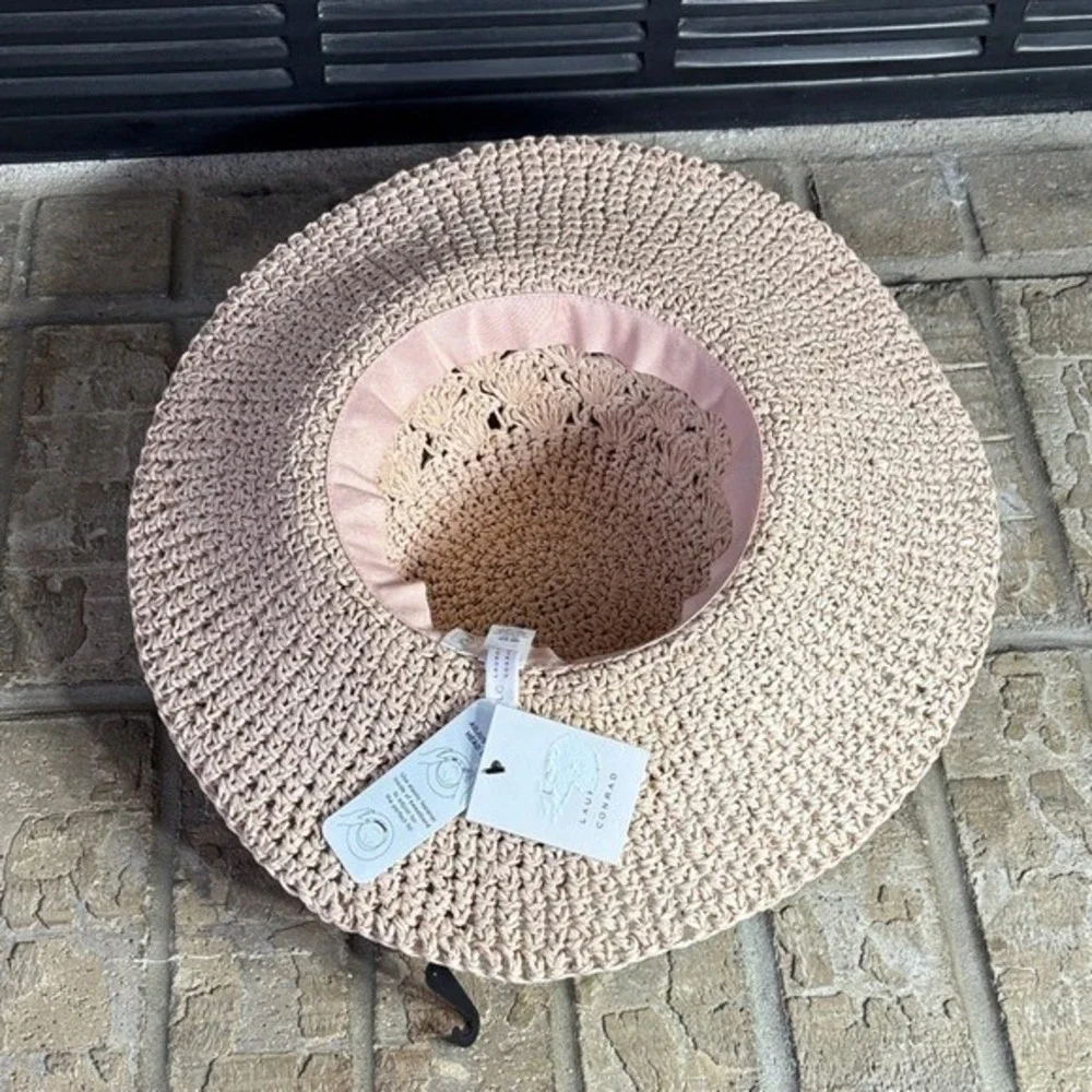 Lauren Conrad LC Pink Sun Hat Packable Adjustable Full Coverage 16